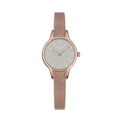 Ladies pink and rose gold 'Millbank' mesh watch ry4250